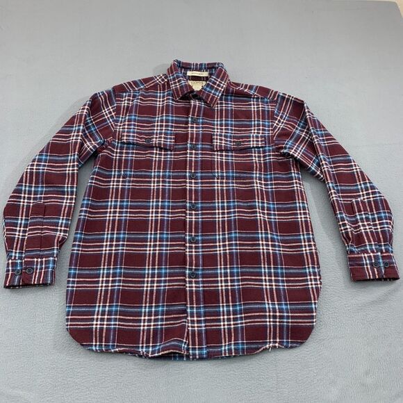 L.L Bean Button Shirt Mens Medium Chamois Cloth Flannel Traditional Fit Plaid - Picture 1 of 15